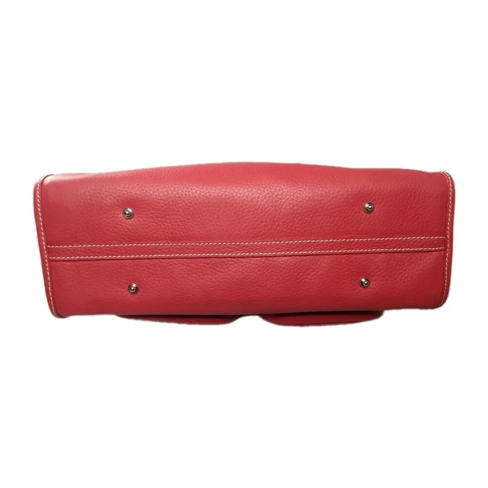 Dooney & Bourke Red Leather Double Pocket Tote Bag & Matching Pouch Retail $425